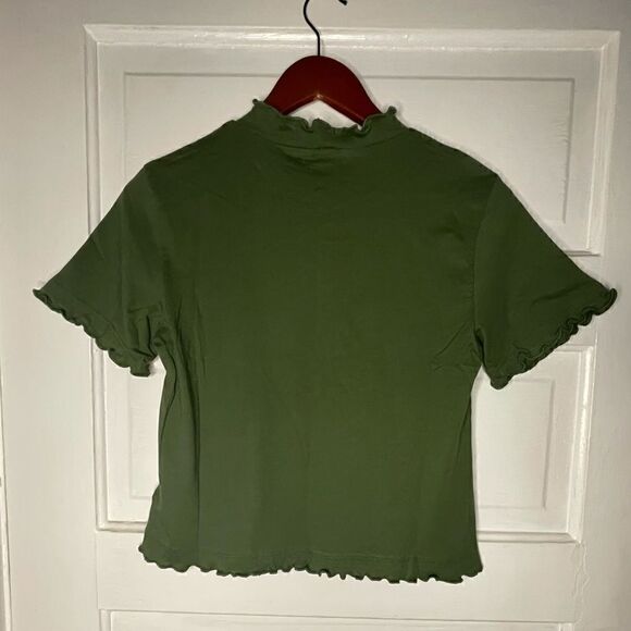 silence + noise Army Green Top with Ruffled Hem - Picture 5 of 9